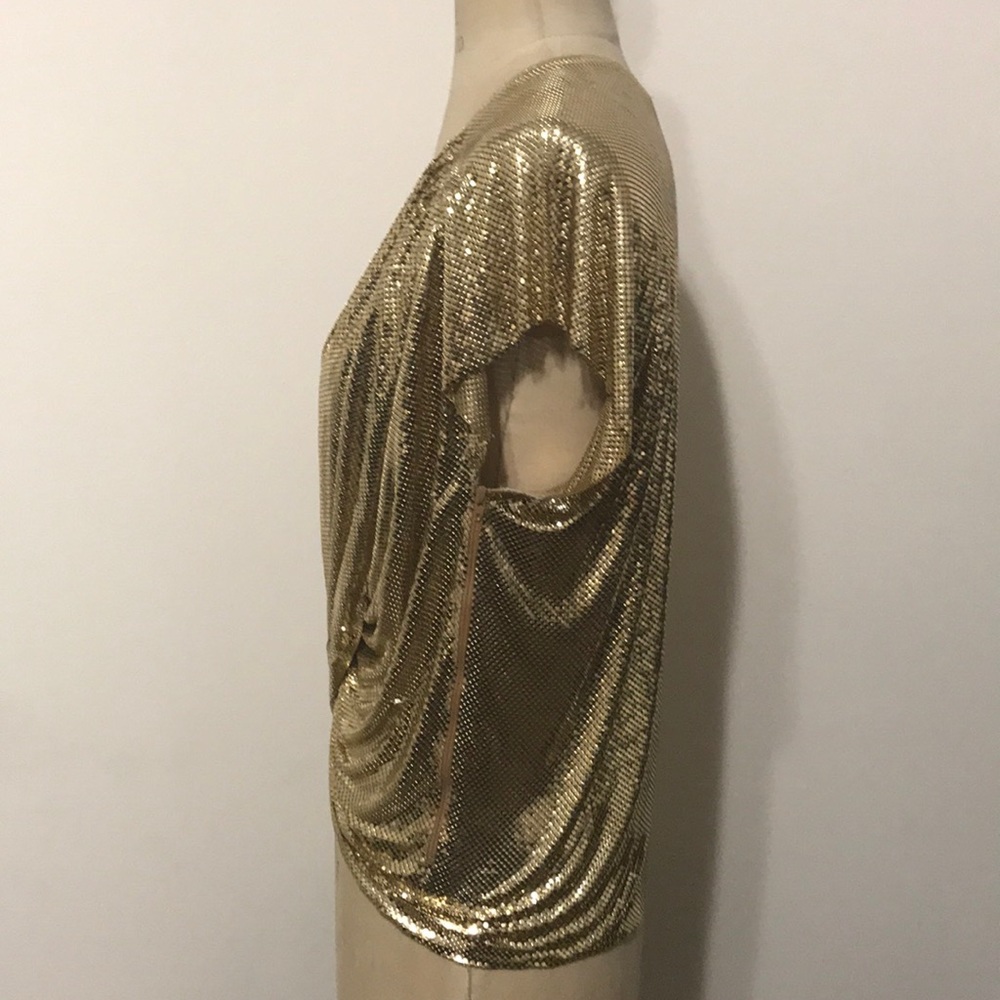 Whiting & Davis gold metal mesh Top Vtg - Picture 6 of 8